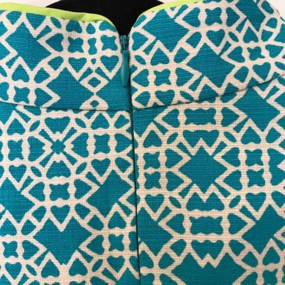 Eliza J Teal & Lime Geometric Pattern Shift Dress - Picture 6 of 8